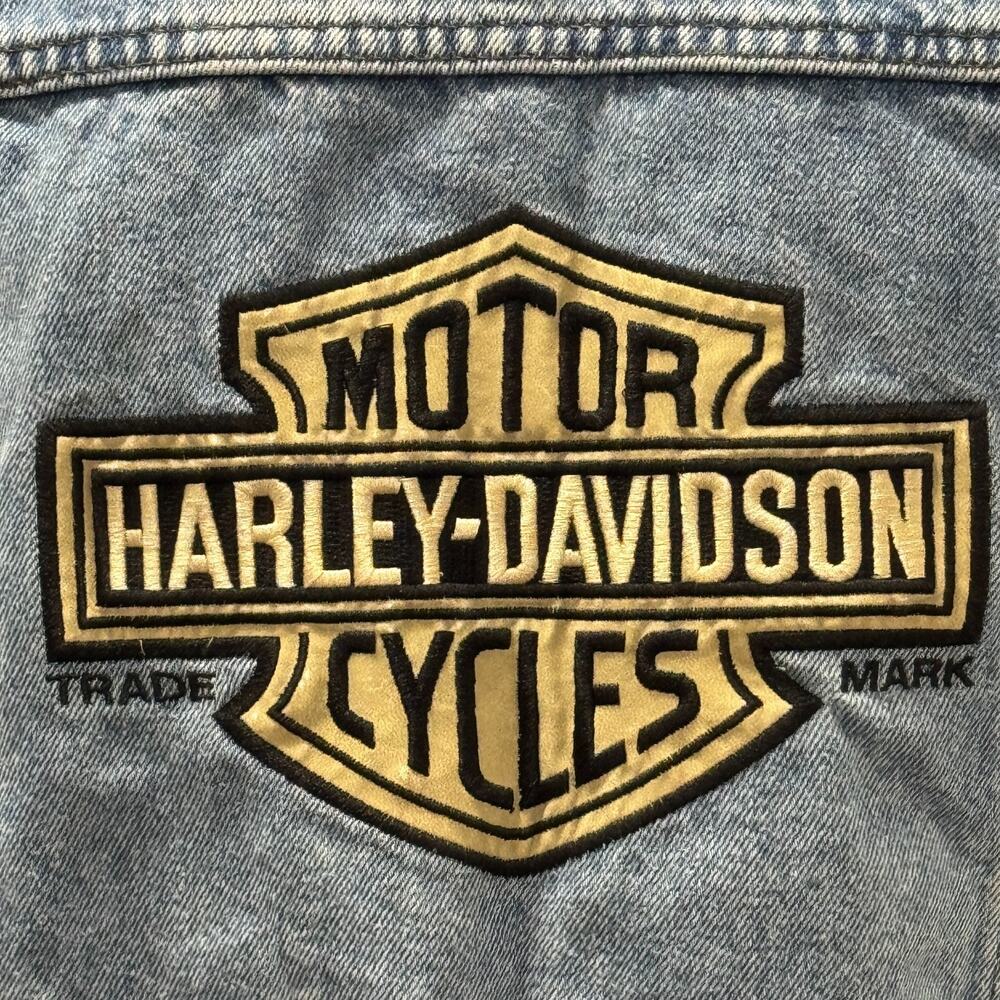 Harley Davidson Denim Jean Levi Motorcycle Vest Biker Blue Size XS Ladies Womans - Picture 2 of 9